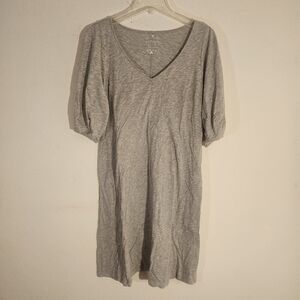 Velvet Gray V-Neck T-Shirt Dress